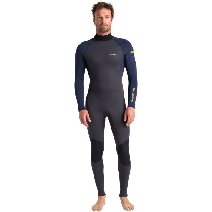 2024 C-Skins Mens NuWave Element 3/2mm Back Zip Wetsuit C-NEL32STM - Anthracite / Slate / Saffron